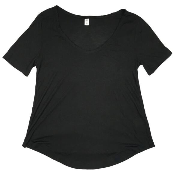 BP Tee Raw Edge V-Neck Short Sleeve Black Top Casual Women's XS‎ - Picture 1 of 6